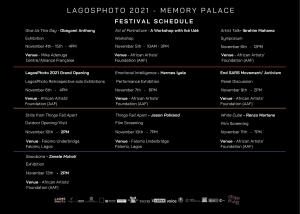 LagosPhoto 2021- Memory Palace- Festival Schedule Image